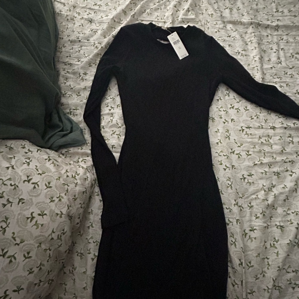 NWT Anthropologie Black Long Sleeve Dress